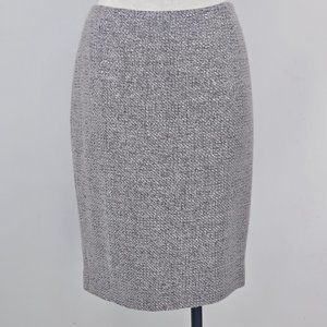 Escada Wool Straight Pencil Skirt W Silver Thread, Rear Slit, Size 40 or US 10